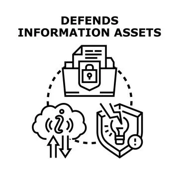 Defending information assets protecting data with security イラスト素材