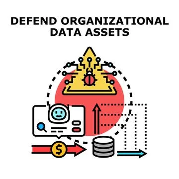 Defending organizational data assets concept avoiding cyber threats 스톡 일러스트