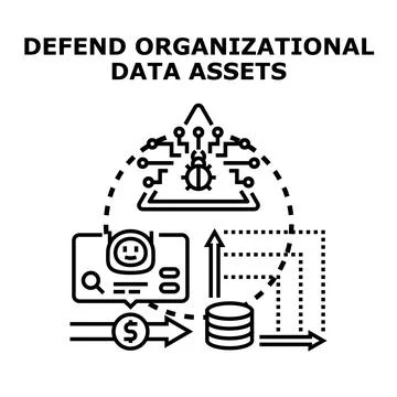 Defending organizational data assets concept avoiding cyber threats Stock Illustration