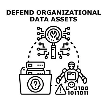 Defending organizational data assets from cyber threats 스톡 일러스트