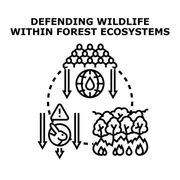 Defending wildlife protecting forest ecosystems from fire Stock Illustration