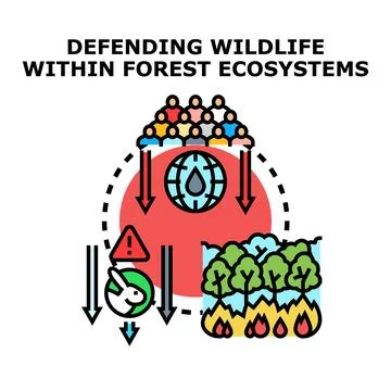 Defending wildlife protecting forest ecosystems from fire Stock Illustration