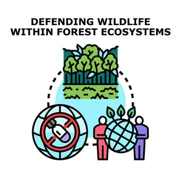 Defending wildlife within forest ecosystems concept Stock Illustration