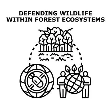 Defending wildlife within forest ecosystems concept Stock Illustration