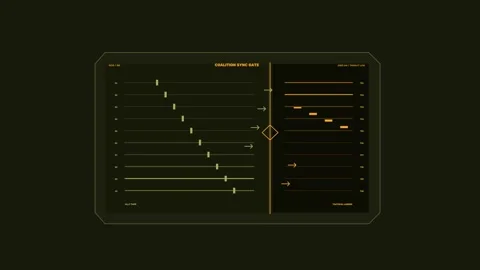 Defense Command Network HUD Sync Gate Seamless Loop Stock Footage 342225438
