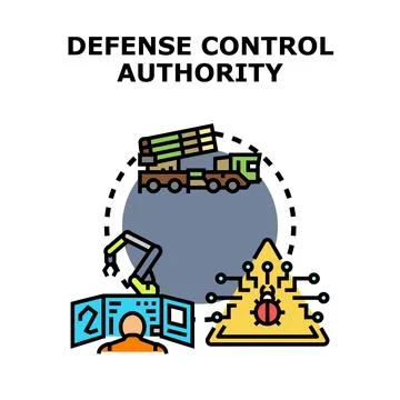 Defense control system managing security and cyber threats Stock Illustration