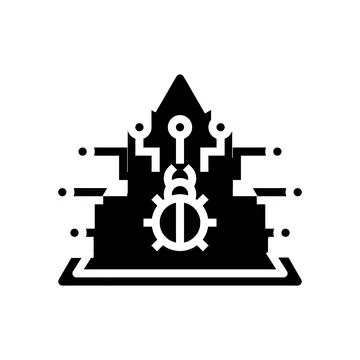 Defense data base glyph icon vector illustration Illustrazione stock