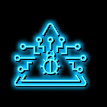 Defense data base neon glow icon illustration 스톡 일러스트