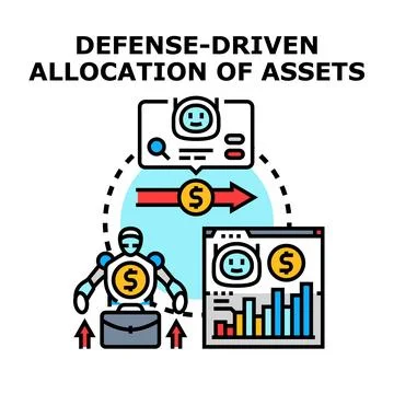 Defense driven allocation of business assets concept イラスト素材