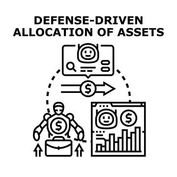 Defense driven allocation of business assets concept 스톡 일러스트