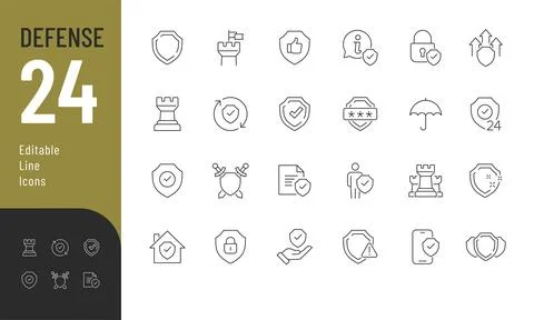 Defense Editable Icons set. Stock Illustration
