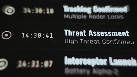 Defense Event Log Showing Tracking High Threat And Interceptor Launch 4K Stock Footage 341324923