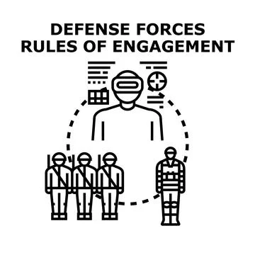 Defense forces rules of engagement concept Illustrazione stock