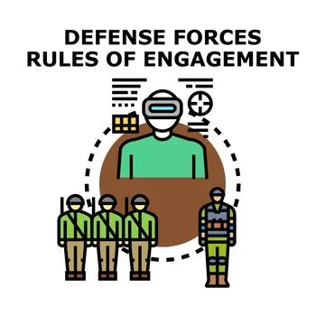 Defense forces rules of engagement concept Illustration