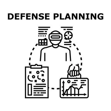 Defense planning preparing strategy and digital security system Stockillustratie