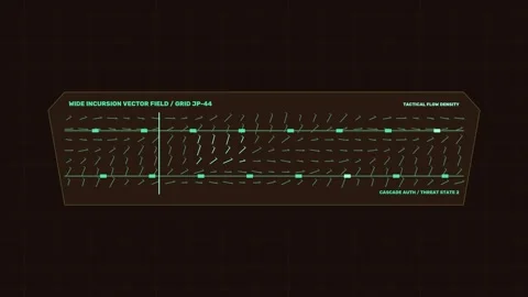 Defense Surveillance Vector Field HUD Seamless Loop Stock Footage 342243237