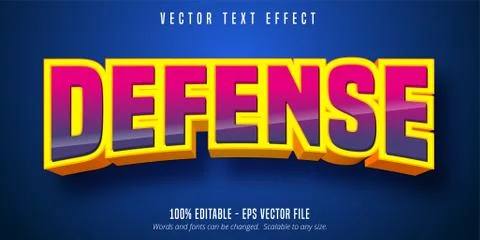 Defense text, 3d editable text effect Stock Illustration