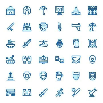 Defense Vector Icon Repository containing 36 Bold Line 64x64 PIXEL Perfect .. Ilustración de archivo