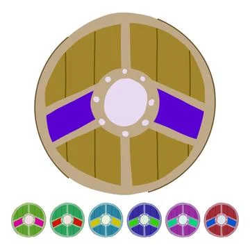 Defense viking shield vector cartoon graphic Stock Illustration