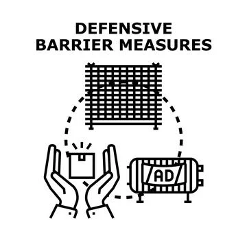Defensive barrier measures protecting important data access Stock Illustration