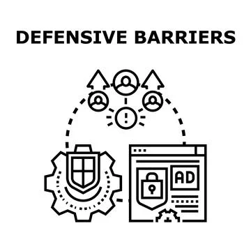 Defensive barriers protecting digital information and network security Stock Illustration