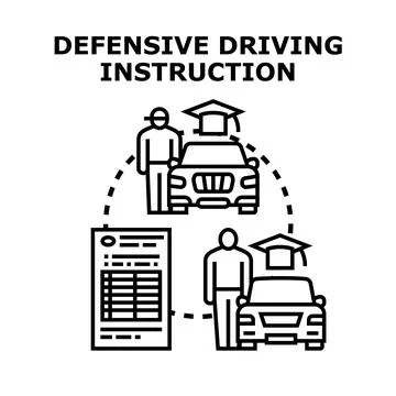 Defensive driving instruction course for safer roads Stock Illustration