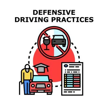 Defensive driving practices concept illustrating safe vehicle operation Stock Illustration