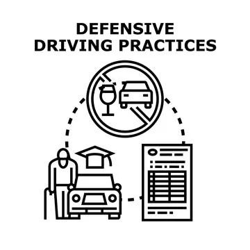 Defensive driving practices concept illustrating safe vehicle operation Stock Illustration