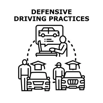 Defensive driving practices for safe road behavior Ilustración de archivo