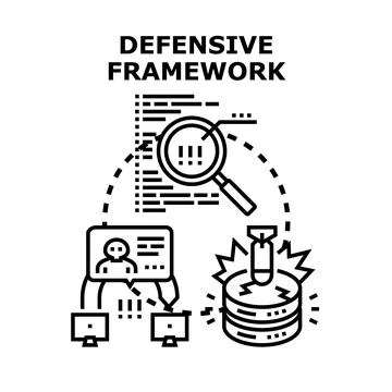 Defensive framework protecting data and network security Stock Illustration