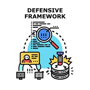 Defensive framework protecting data and network security Stock Illustration