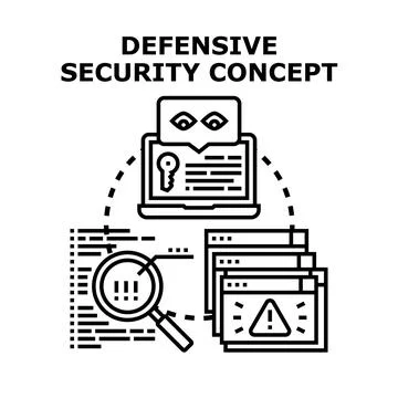 Defensive security analyzing data and preventing cyber threats 库存插图