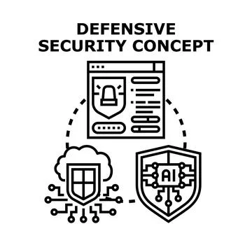 Defensive security concept with digital protection and ai 库存插图