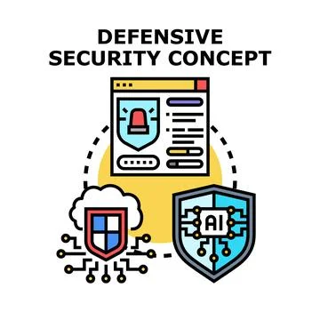 Defensive security concept with digital protection and ai 库存插图