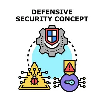 Defensive security managing digital threats and data protection Stockillustratie