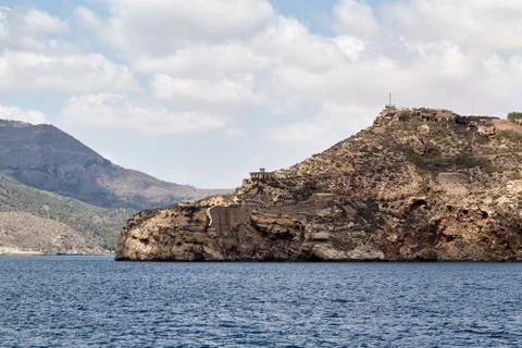 Defensive structures in the vicinity of Cartagena, Spain. Fortifications, a fort Stock Photos
