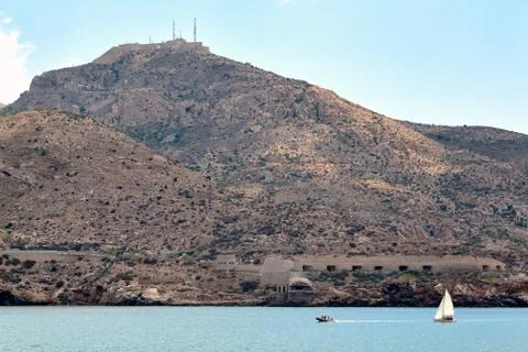 Defensive structures in the vicinity of Cartagena, Spain. Fortifications, a fort Stock Photos