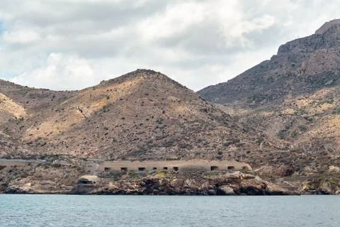 Defensive structures in the vicinity of Cartagena, Spain. Fortifications, a fort Stock Photos