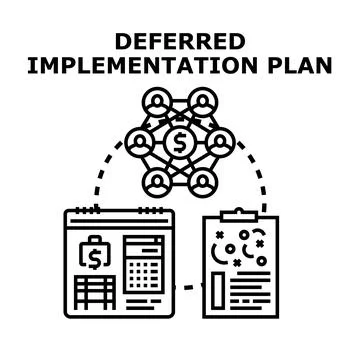 Deferred implementation plan concept with business people network 스톡 일러스트