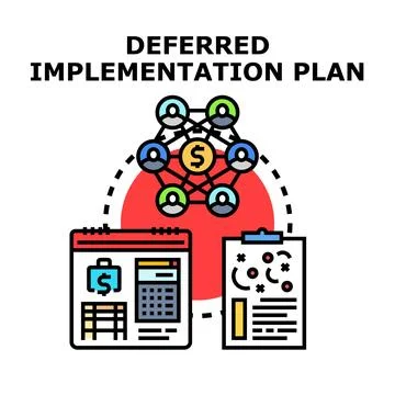 Deferred implementation plan concept with business people network Stock Illustration