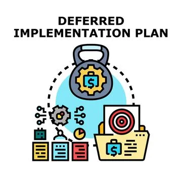 Deferred implementation plan creating business strategy roadmap Illustrazione stock
