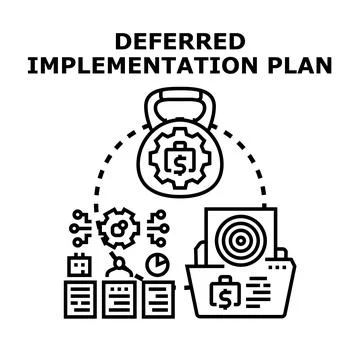 Deferred implementation plan creating business strategy roadmap Stock Illustration