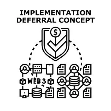Deferring implementation concept for secure digital transactions Stock Illustration