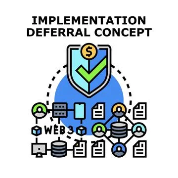 Deferring implementation concept for secure digital transactions Stock Illustration