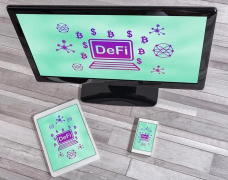 Defi concept on different devices Stock-Fotos