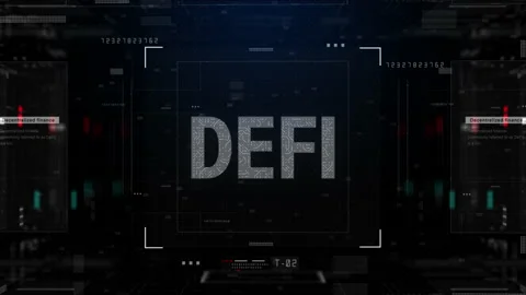 DEFI Decentralized finance is a blockchain-based form of finance not rely on Stock Footage 160885072