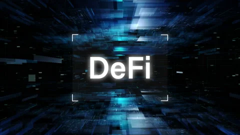 DeFi Decentralized finance is a blockchain-based form of finance not rely on Stock Footage 160885308