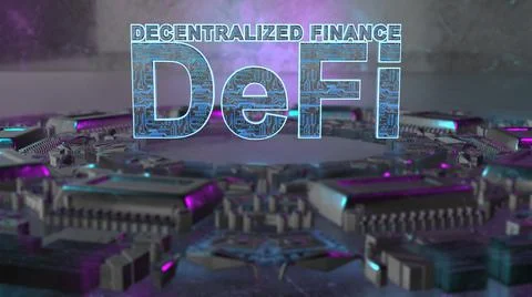 DeFi Decentralized Finance is a blockchain based form of finance - Conceptual Illustrazione stock
