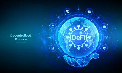 DeFi. Decentralized Finance. Blockchain, decentralized financial system. Bu.. Stock Illustration