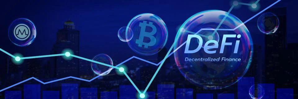 DeFi decentralized finance is a bubble Ilustración de archivo